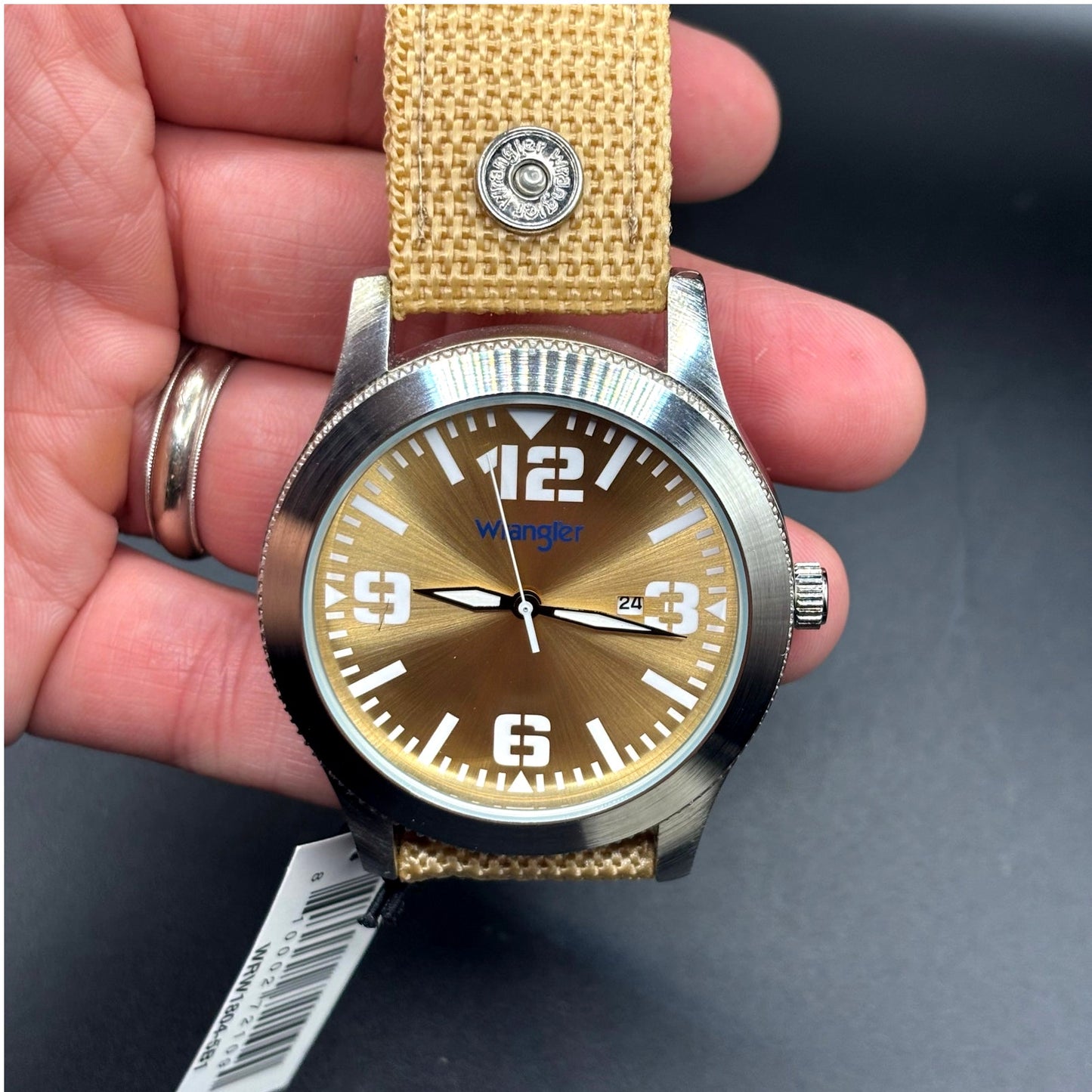 Wrangler WRW1804 5B1 Men's Quartz Watch Tan Dial Canvas Strap NIBWT
