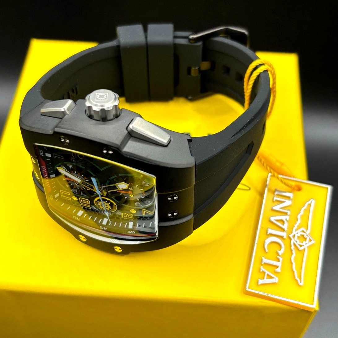 Invicta Racing Gridlock 48027 Chronograph 47mm Black Silicone Men's Watch NIBWT