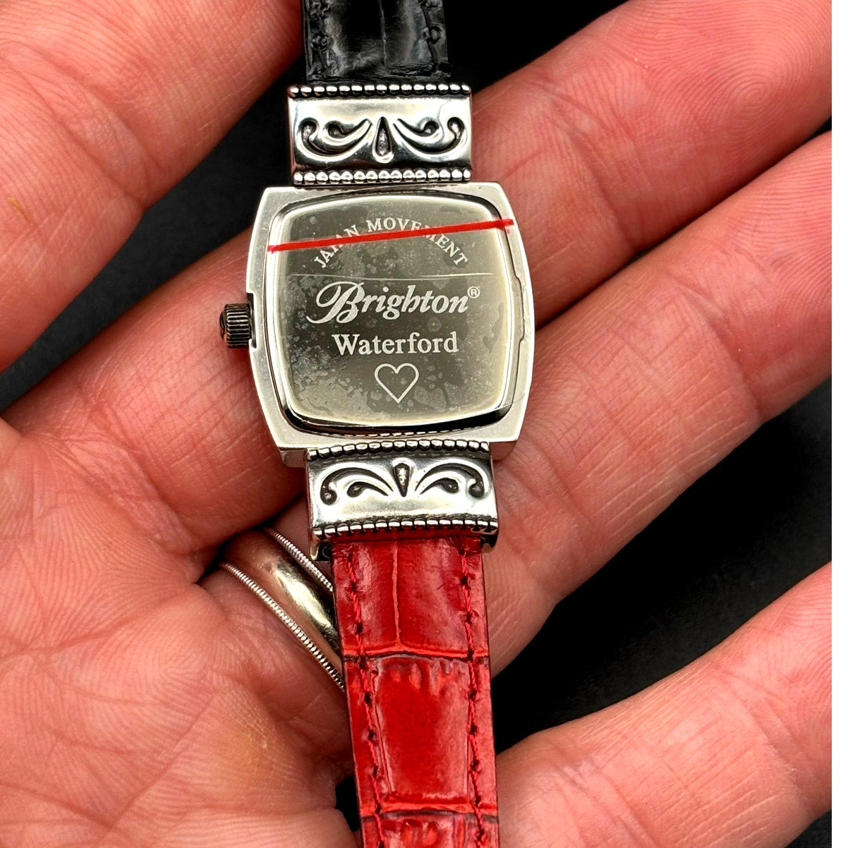 Brighton Waterford W10017 Womens Reversible Red Black Leather Strap Watch NIBWT