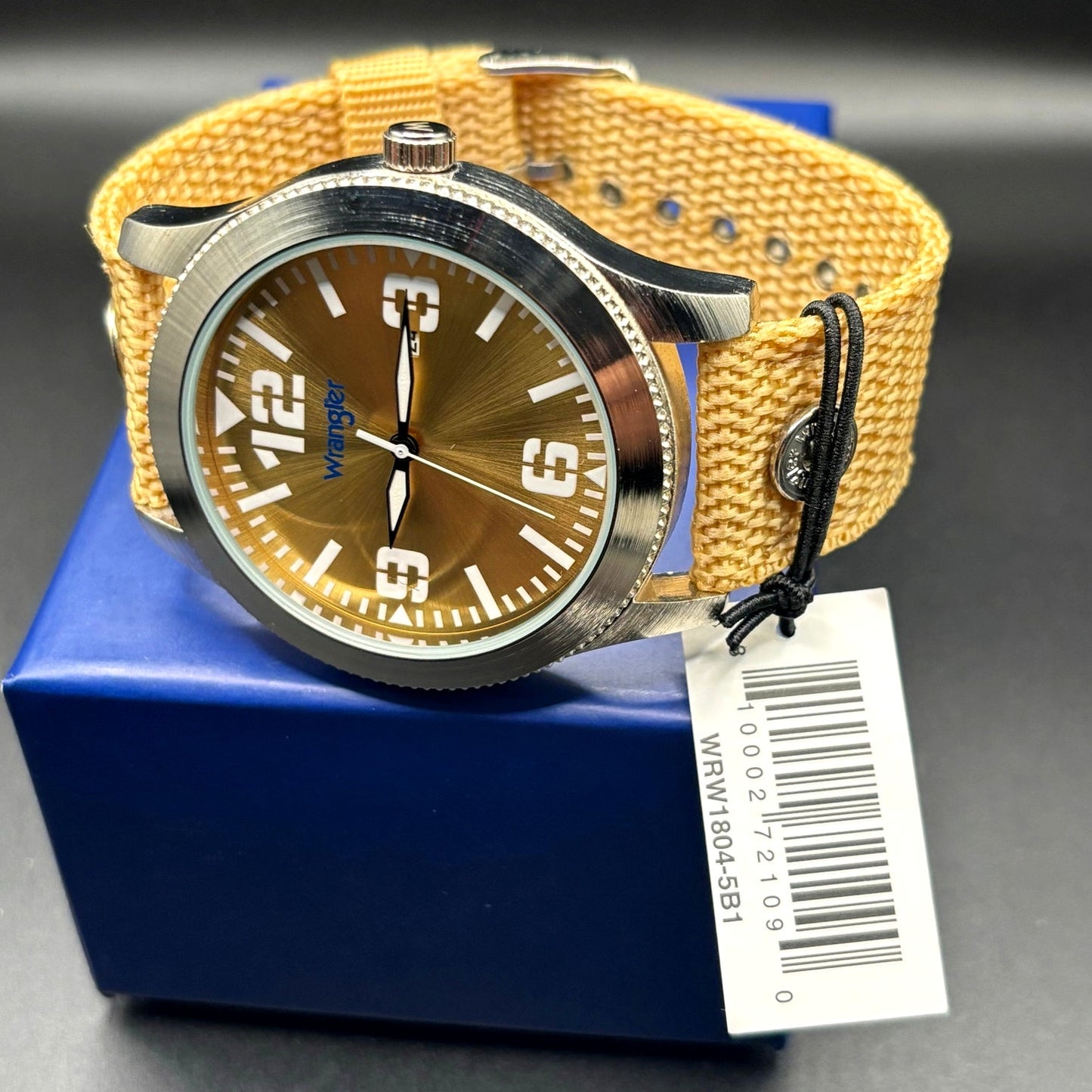 Wrangler WRW1804 5B1 Men's Quartz Watch Tan Dial Canvas Strap NIBWT