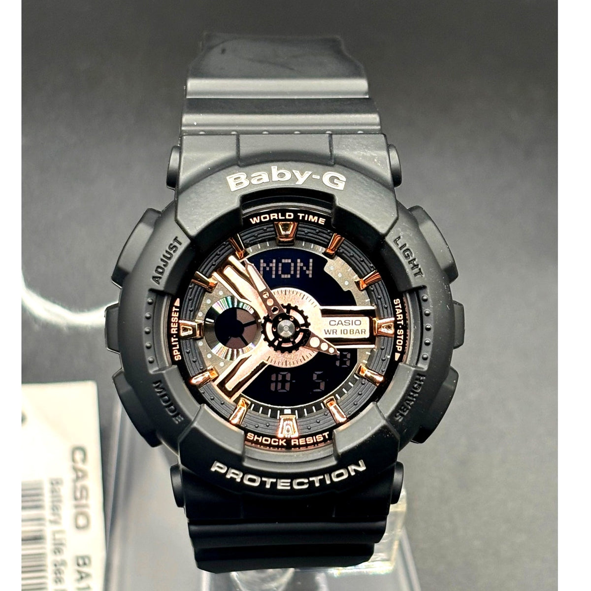 Casio Baby-G BA-110RG-1A Black Rose Gold Analog Digital Watch NIBWT 100M
