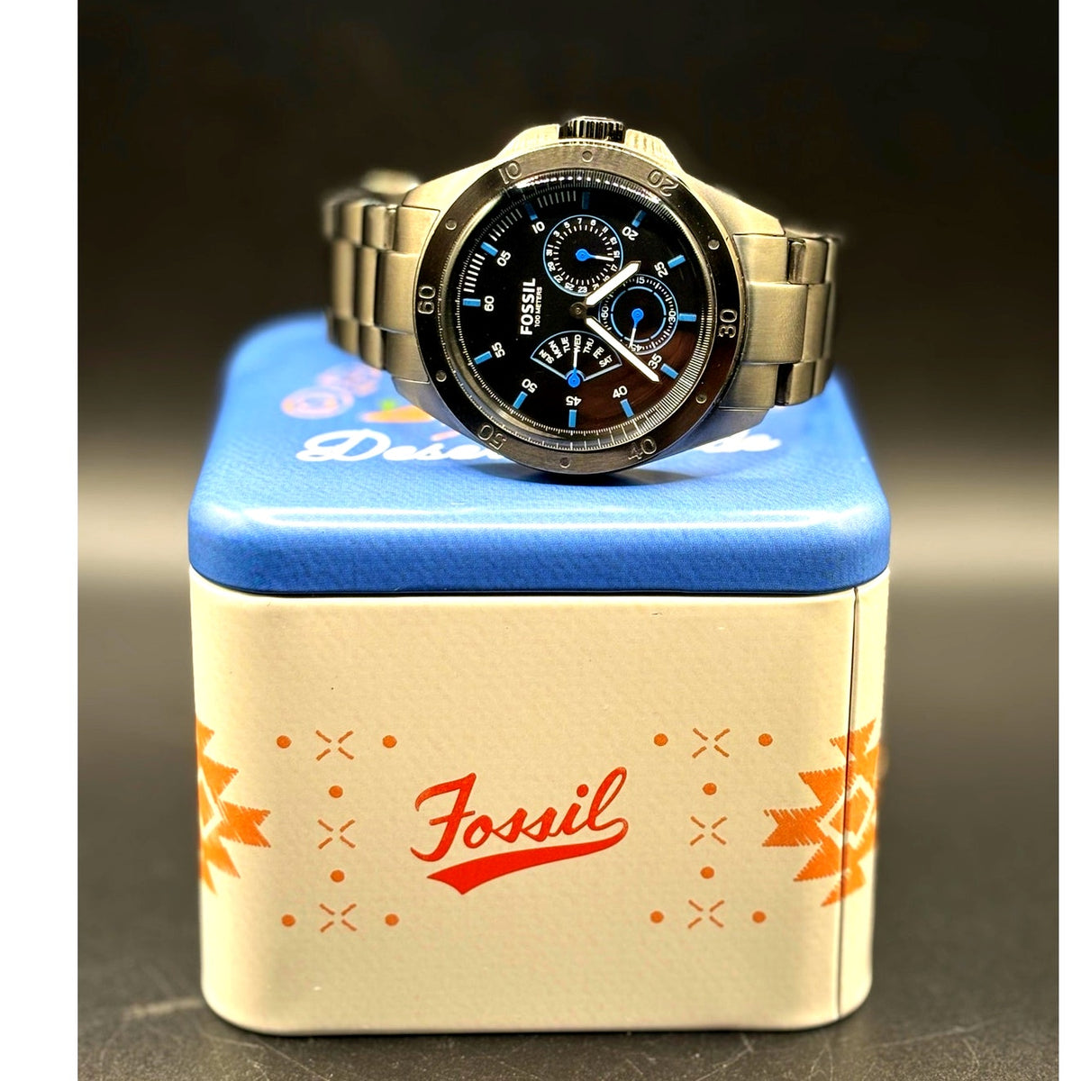 Fossil Sport 54 CH3035 Multifunction Black Blue 44mm Men’s Watch 100M