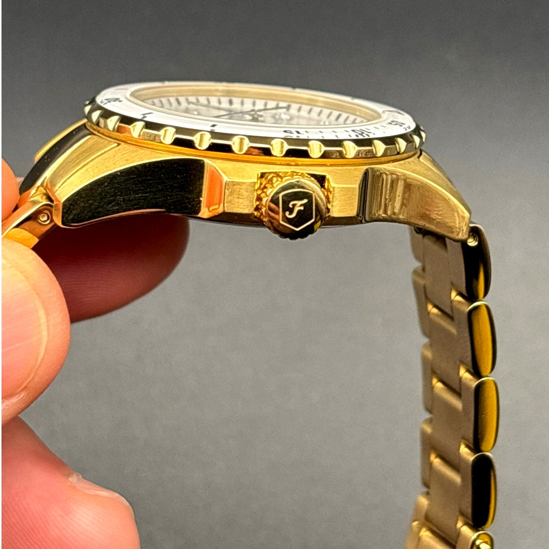Fossil ES5350 Blue Dive Women’s White Dial Gold Tone Stainless Steel 36mm Watch