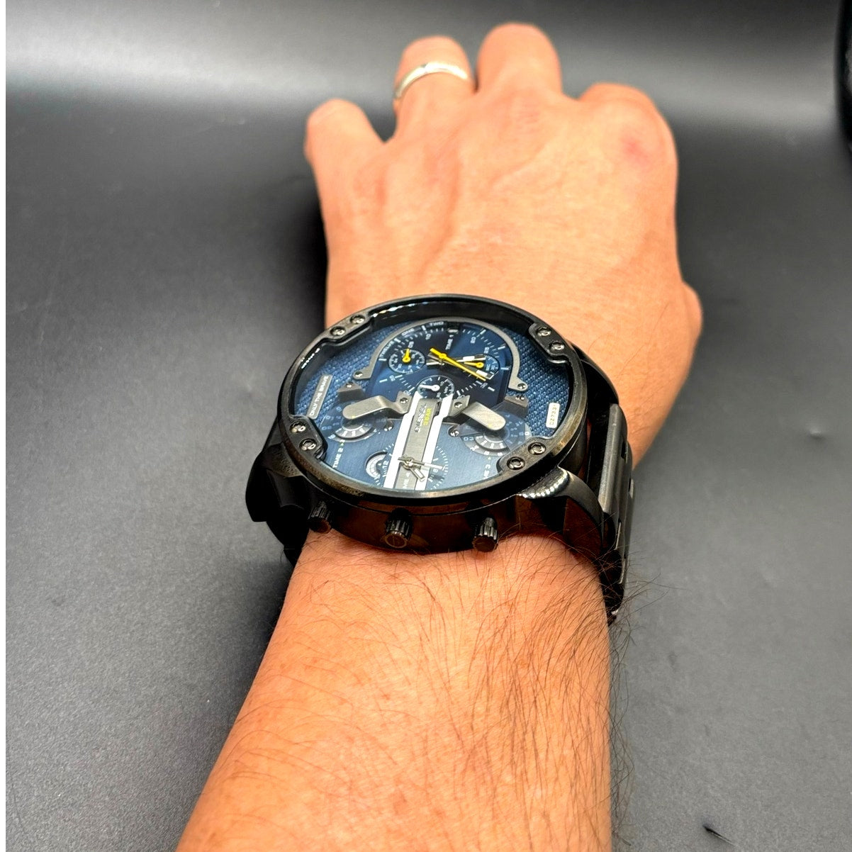 Diesel Mr Daddy 2.0 DZ7331 Blue Dial Multi Time Zone Chronograph Men's Watch NIB