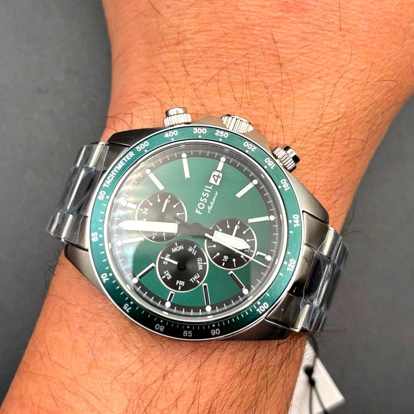 Fossil Autocross BQ2878 Mens Multifunction Green Sunray Dial Watch NIBWT