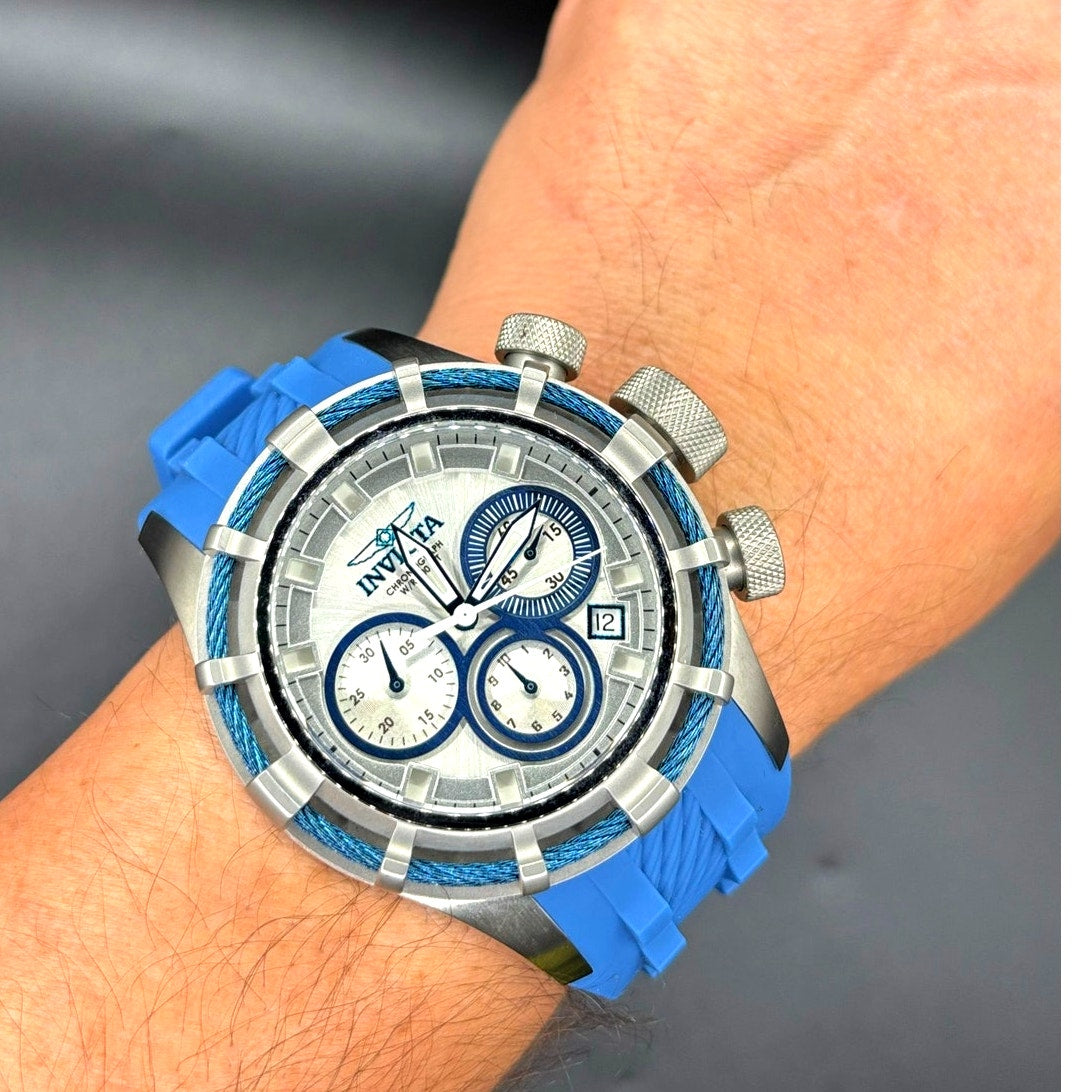 Invicta Bolt 22152 Chronograph 50mm Silver Blue Men’s Silicone Strap Watch
