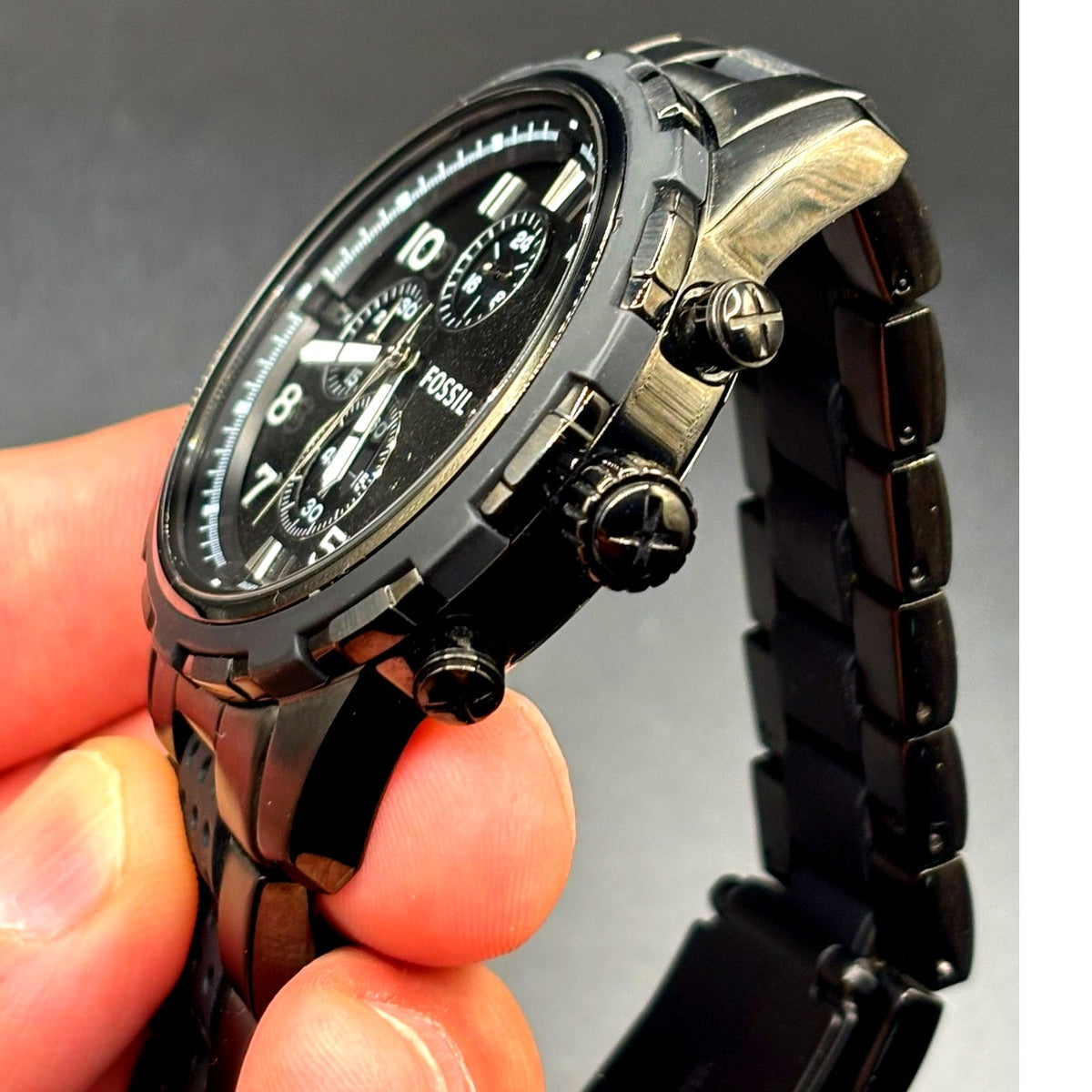 Fossil Dean FS4902 Black Chronograph Steel Silicone Men’s Watch 45mm