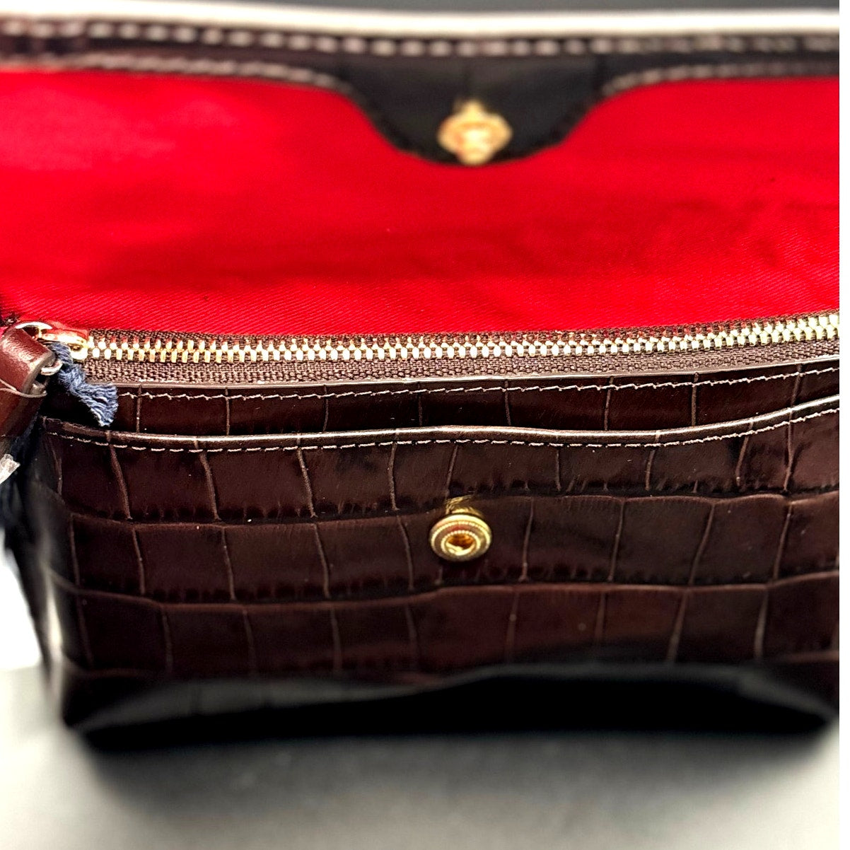 Dooney & Bourke Oakdale Milly Wristlet Espresso Embossed Calfskin Leather NWT