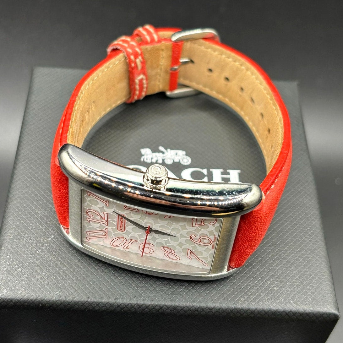 Coach Lexie CA.16.2.14.0384 Swiss Quartz Bright Orange Leather Tank Watch