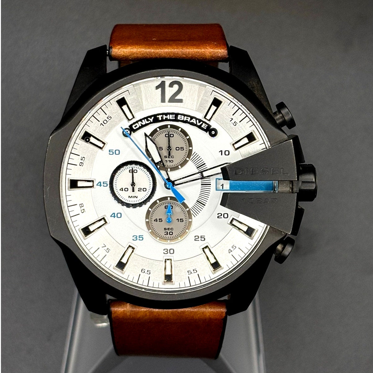 Diesel Mega Chief DZ4280 Iridescent Chronograph Tan Leather 51mm Watch
