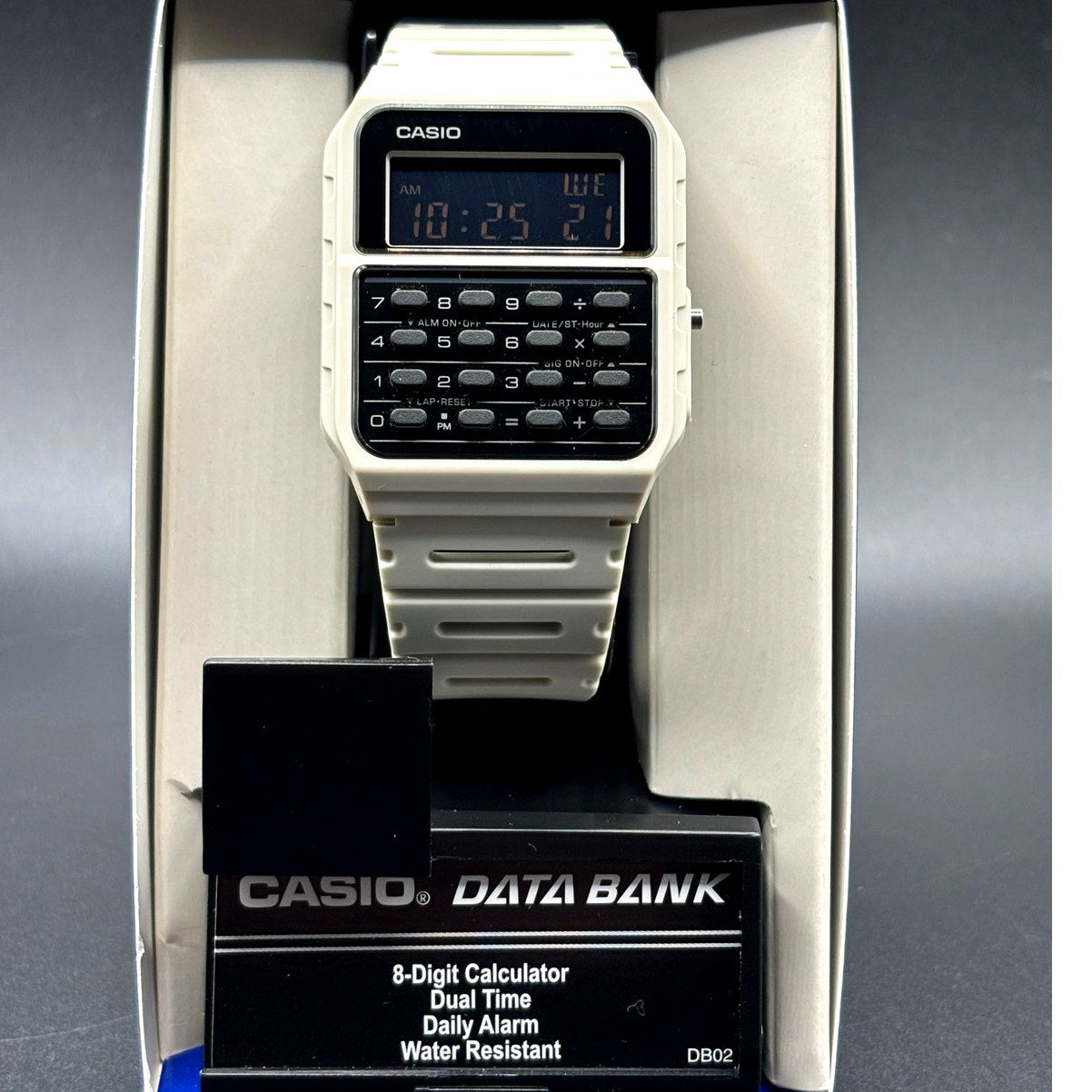 Casio CA53WF-8B Data Bank Retro Calculator Vintage White Resin Digital Watch