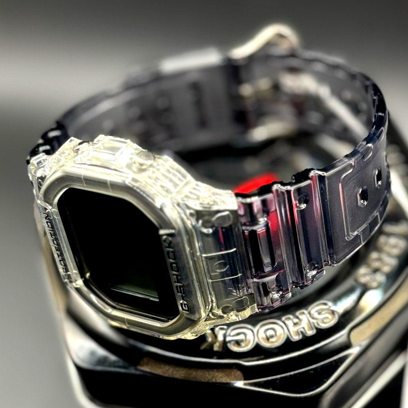 Casio G-Shock DW5600SK-1 Skeleton Clear Resin Digital Unisex Retro Watch NIBWT