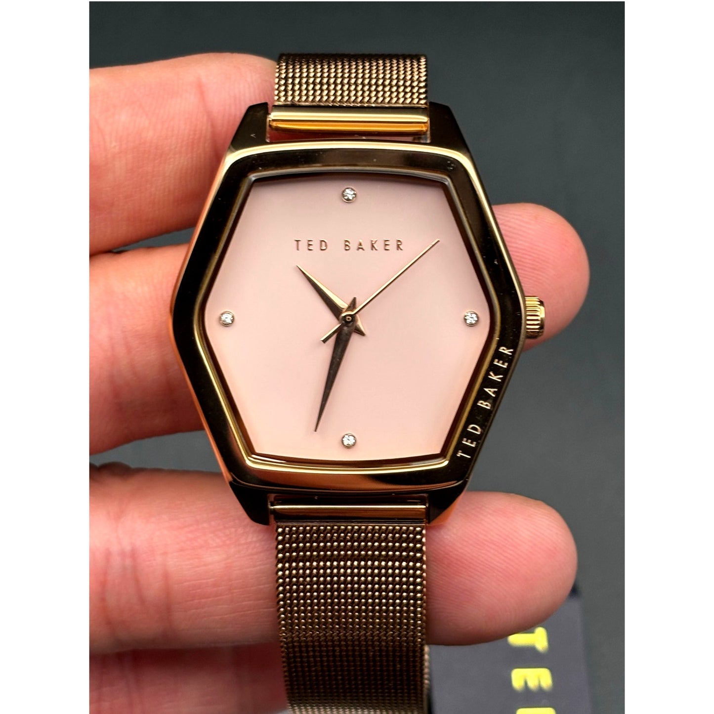 Ted Baker Exter BKPEXF004 Women's 36mm Rose Gold Mesh Swarovski Watch NIBWT