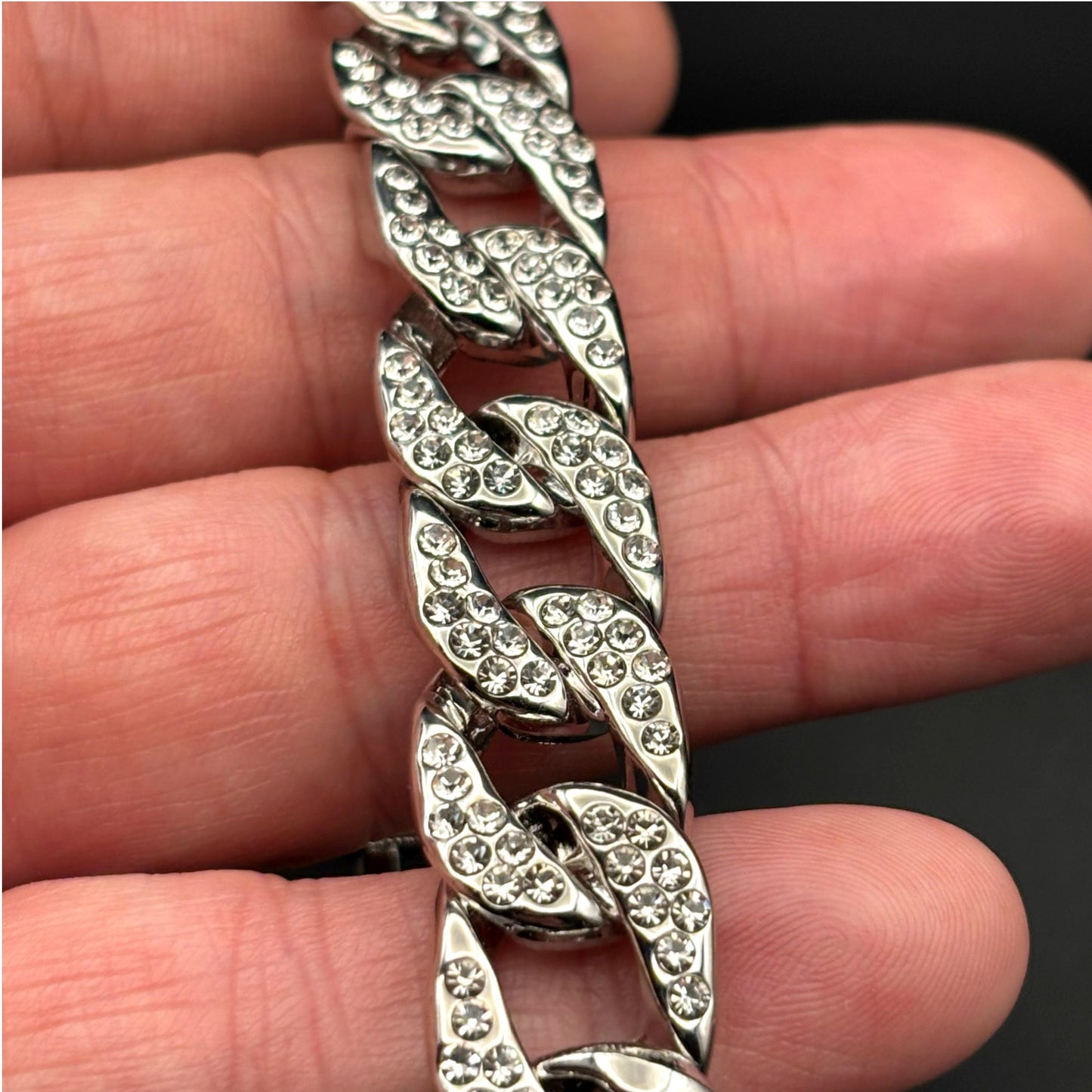 Akademiks Men’s Stainless Steel  240 Cubic Zirconia Cuban Link Iced Bracelet NWT
