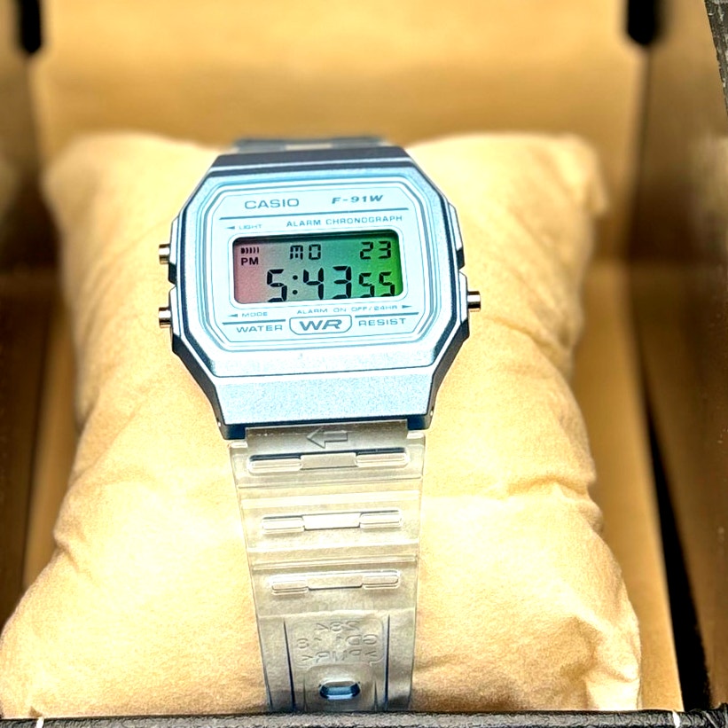 LWS Arctic Prism F91W Blue Clear Strap Retro Digital Mod Watch
