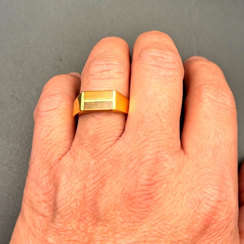 Blackjack BJZ77GTE Men’s Gold Stainless Steel Tiger Eye Bar Ring  SZ # 11 NIBWT