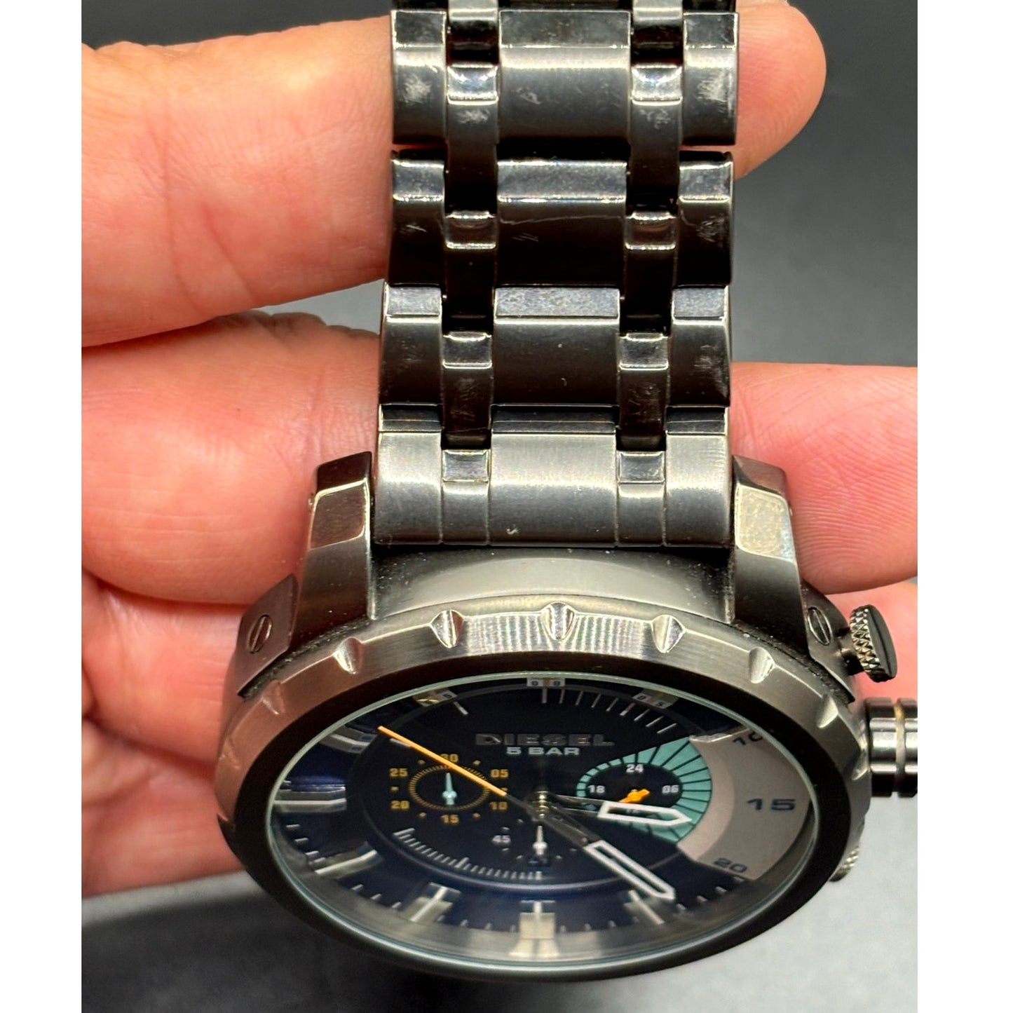 Diesel Stronghold DZ4358 Blue Dial Chronograph Gunmetal Men’s 51mm Watch