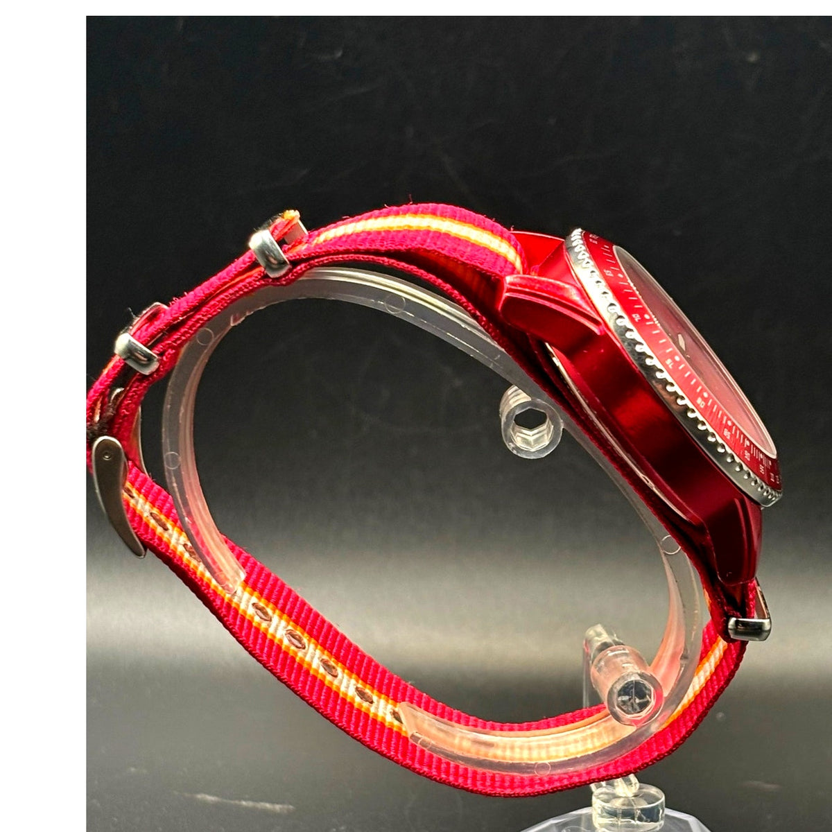 Fossil Stella CH2768 Red Chronograph 42mm Quartz NATO-Style Strap Women’s Watch