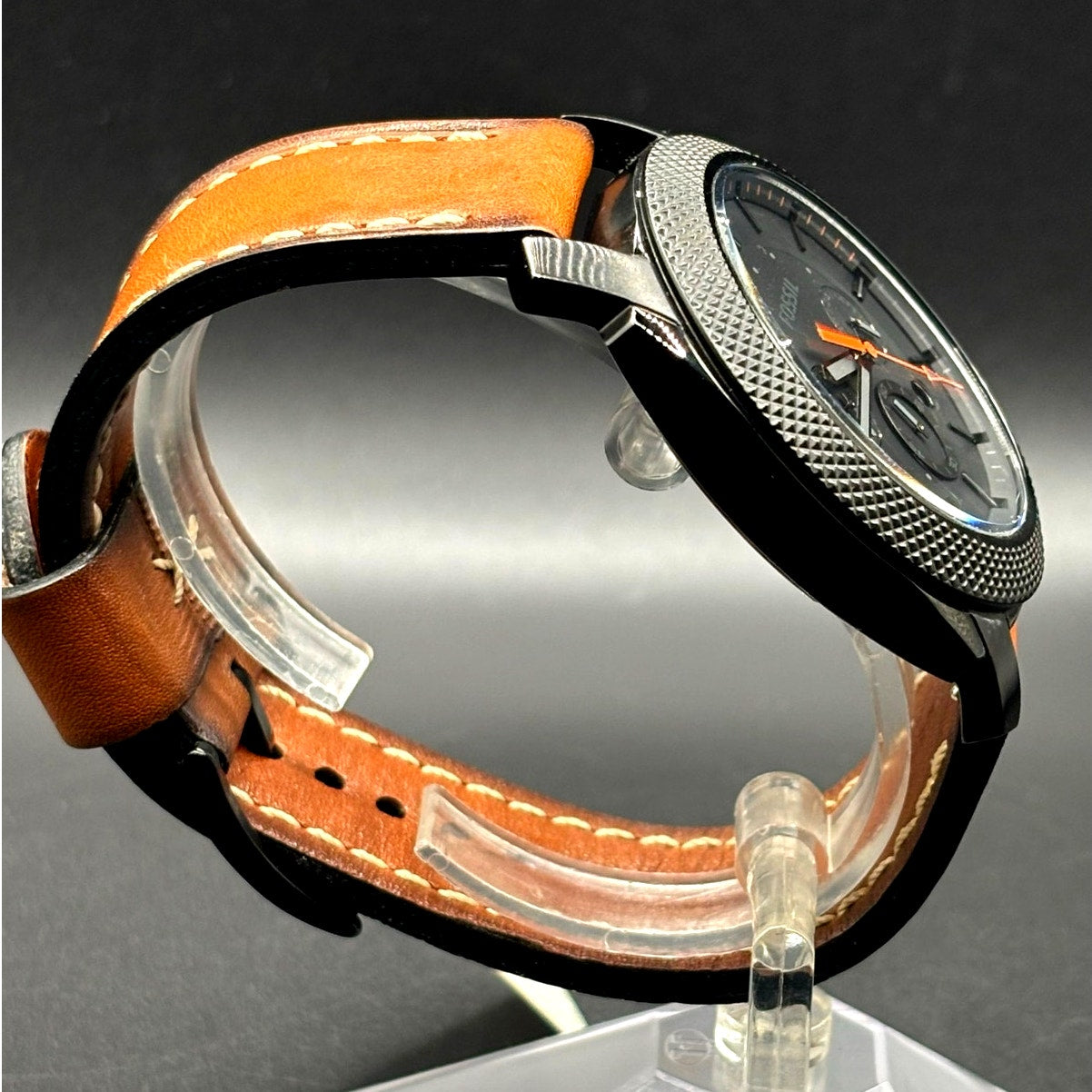 Fossil Machine FS5234 Chronograph Black Brown Leather Men’s Watch 45mm