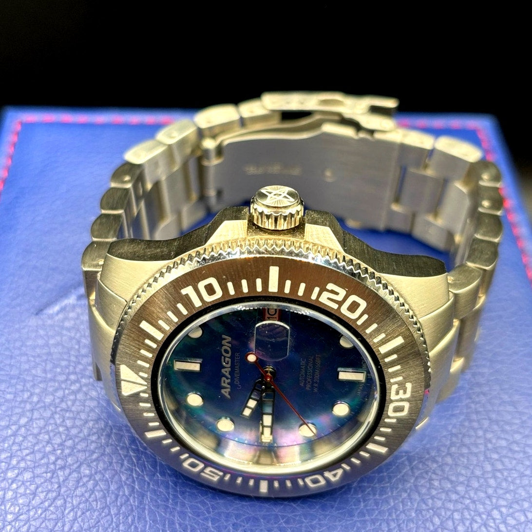 Aragon Divemaster II A334MOP Automatic 50mm Mother of Pearl Men’s Watch Full Set