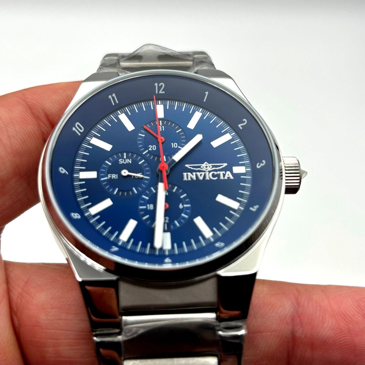 Invicta Racing 47548 Mens 44mm Stainless Steel Blue Dial Quartz 50m NIBWT