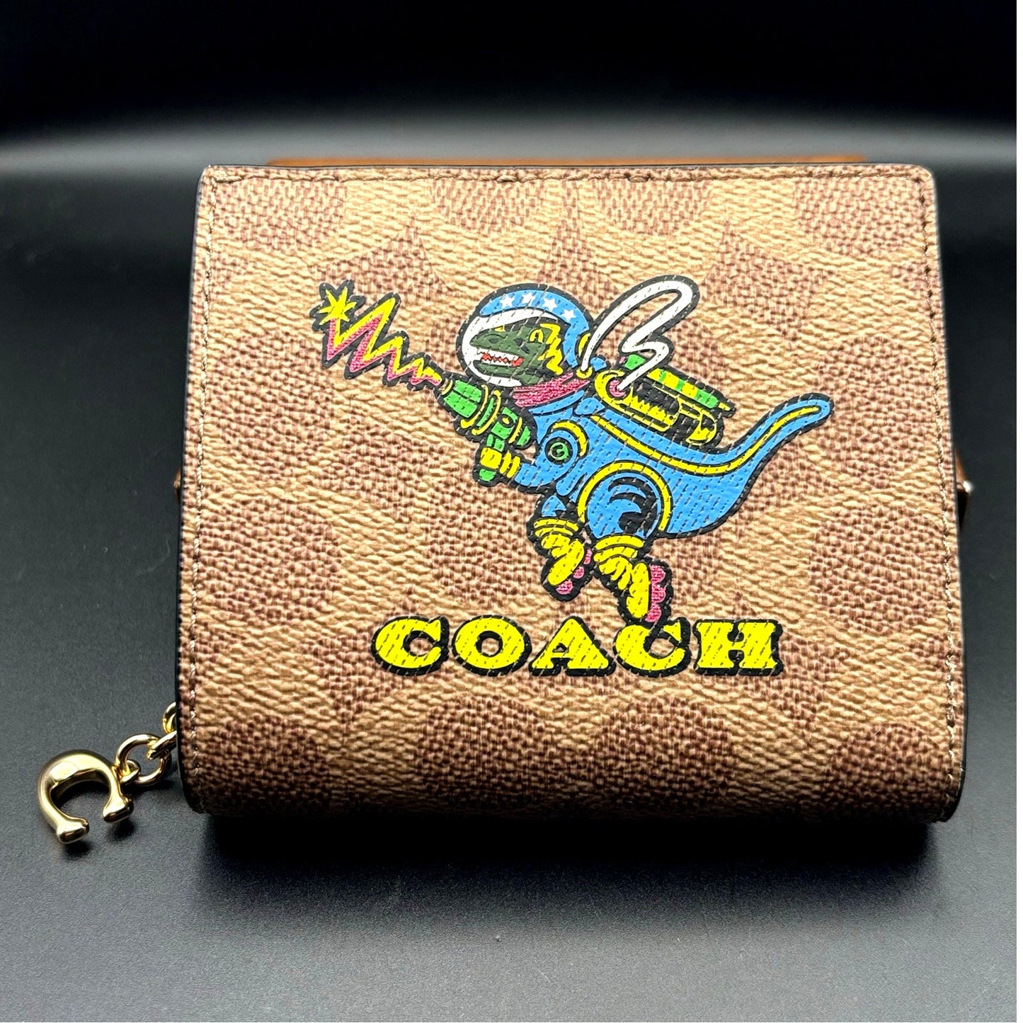 Coach CW463 Women’s Snap Wallet Signature Canvas Cosmic Rexy Astronaut Print NWT