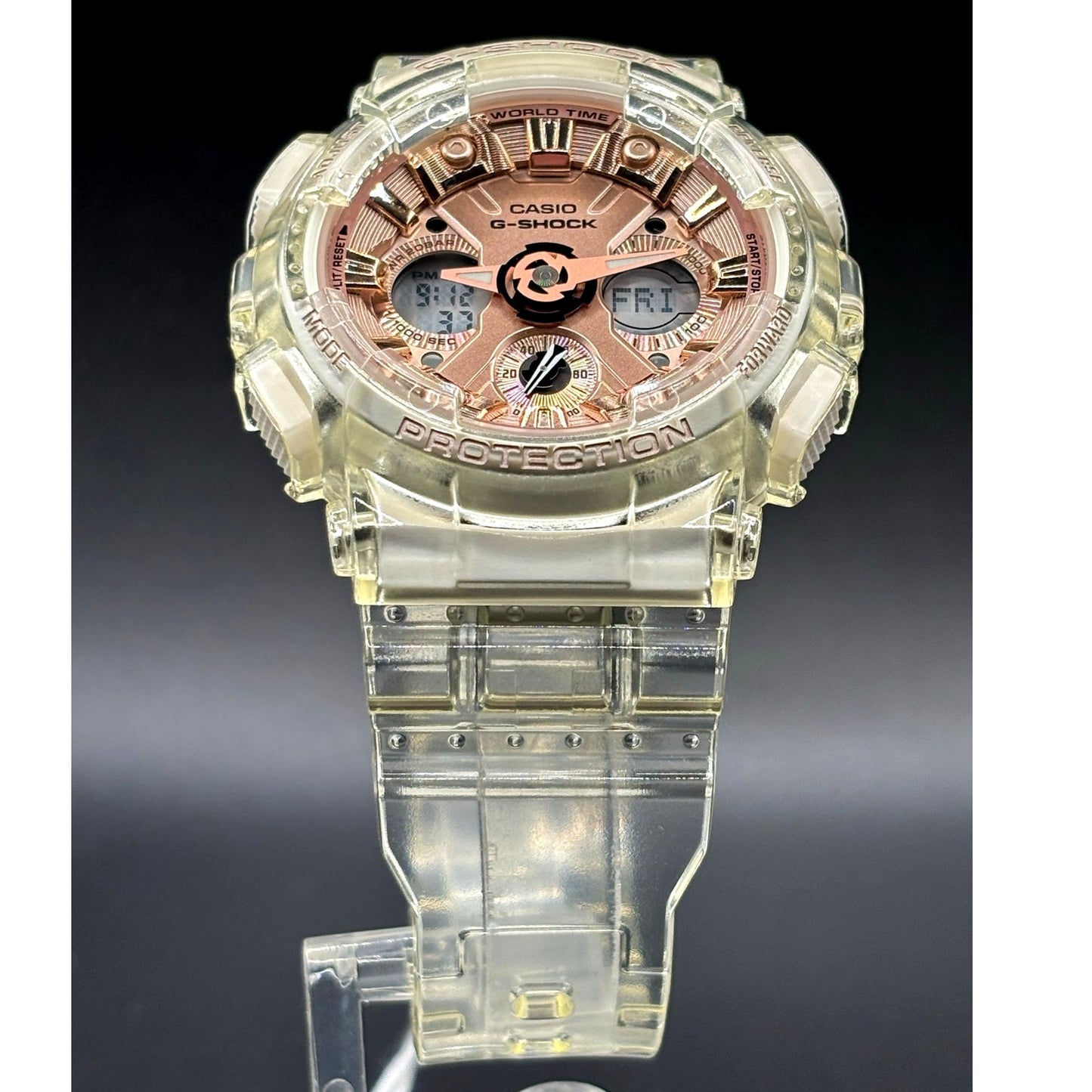 Casio G-Shock GMAS120SR-7A Women's Rose Gold Skeleton Analog Digital Watch NIBWT