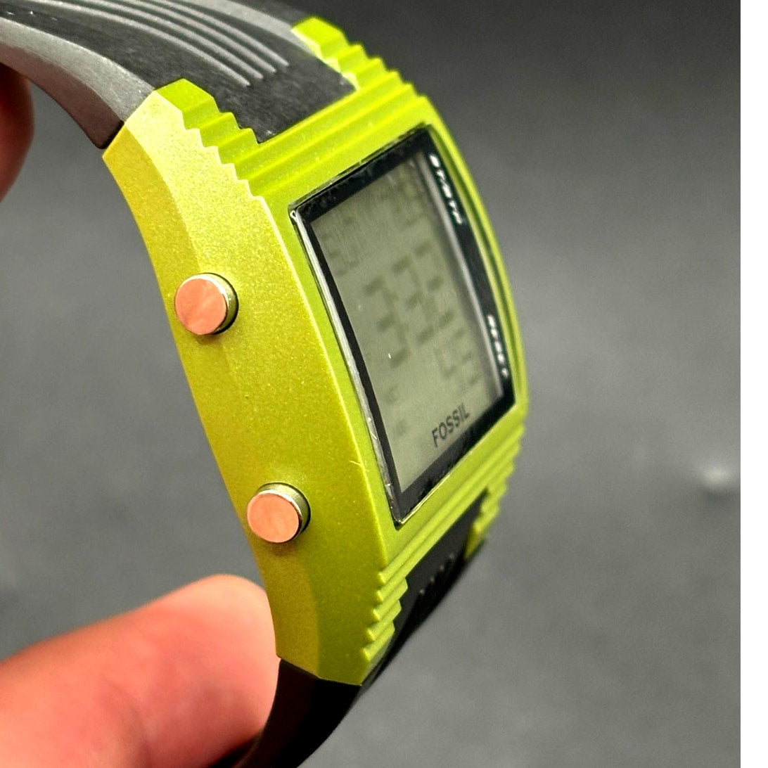Fossil FSL DQ1141 Green Digital Watch 100M Alarm Chronograph Vintage NWT