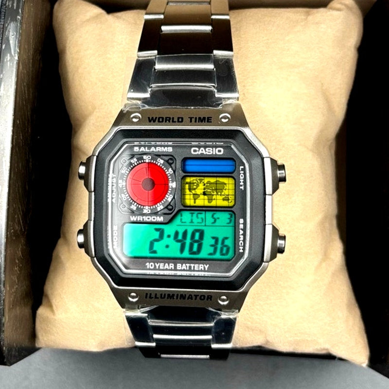 LWS Atlas Arcade Custom Casio AE1200 World Time Steel Bracelet Mod Watch