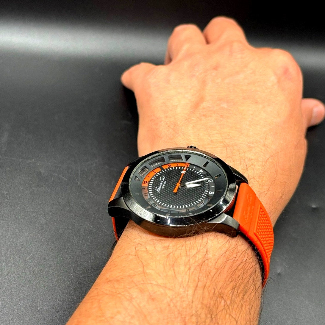 Kenneth Cole New York Transparency Dial Orange Silicone 45mm Men’s Watch
