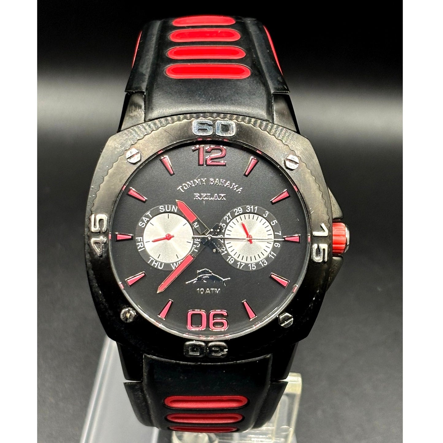 Tommy Bahama Relax TBRLX1033-A126 Reef Diver Black Red Silicone Men’s Watch