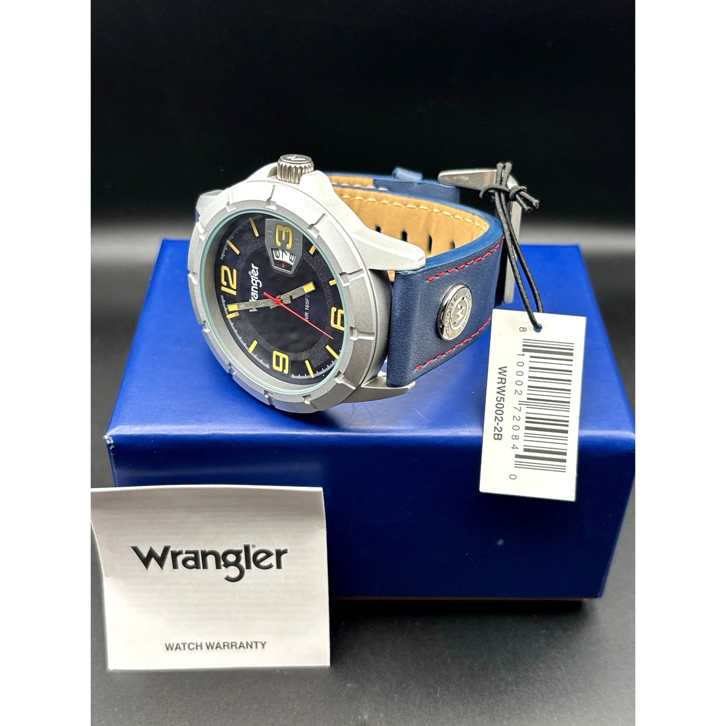 Wrangler WRW5002-2B Men’s Stainless Steel Blue Leather Date Watch NIBWT