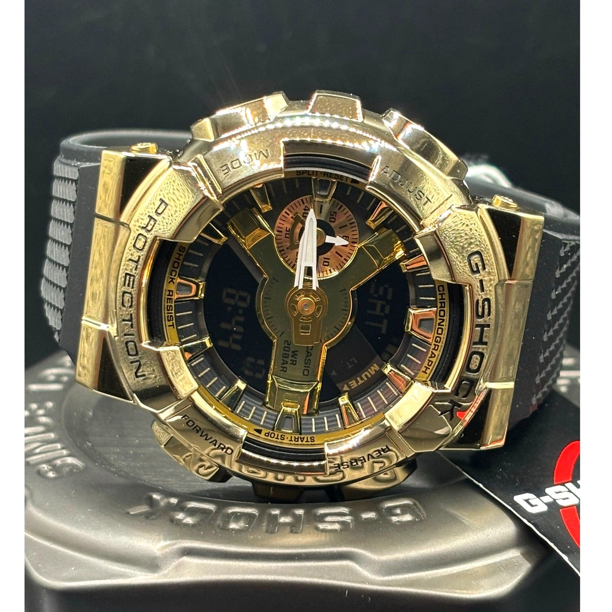 Casio G-Shock GM110G-1A9 Black Gold Metal Covered Analog Digital Watch NIBWT