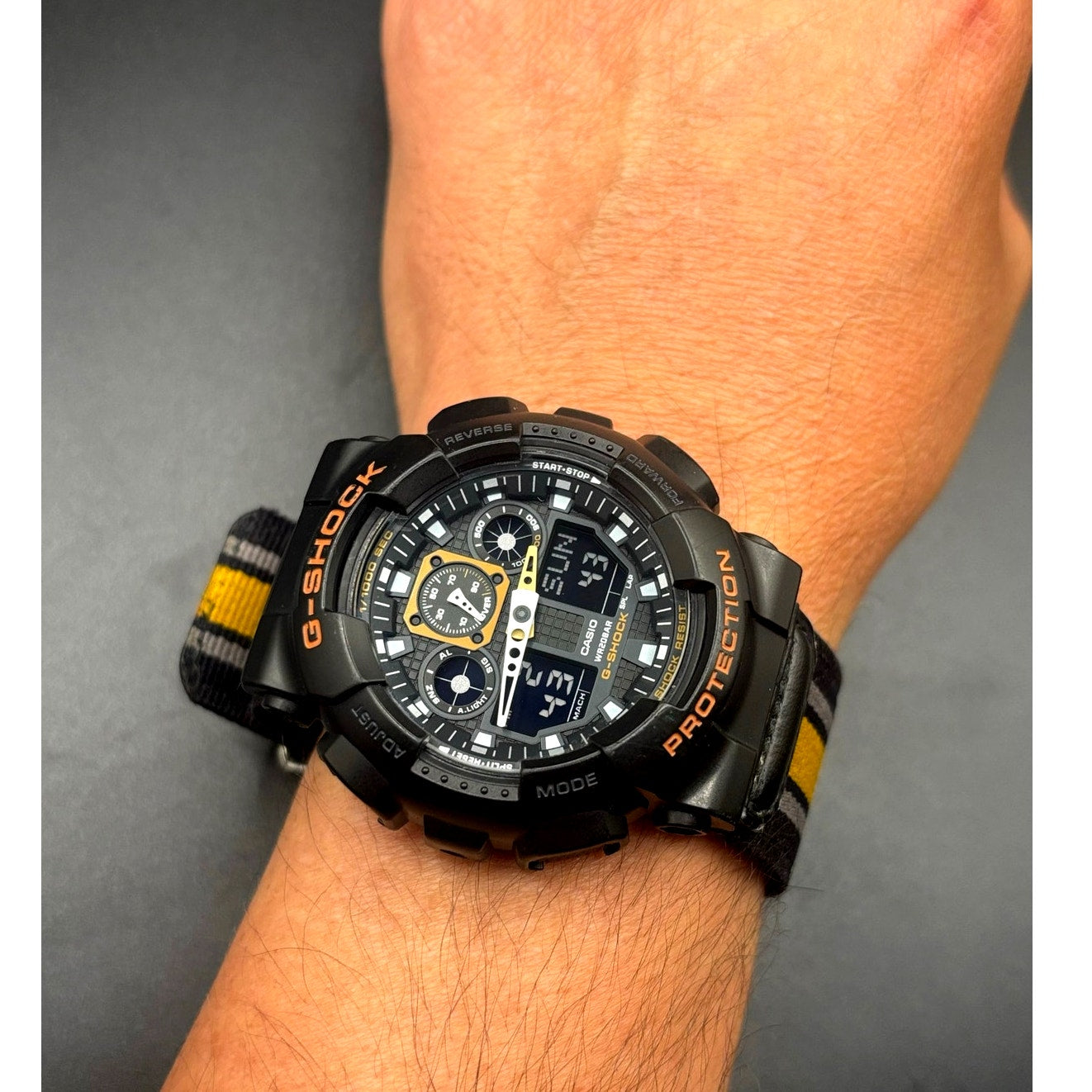 Casio G-Shock GA100MC-1A4 Military Color Black Gold  Nylon Cloth Men's Watch