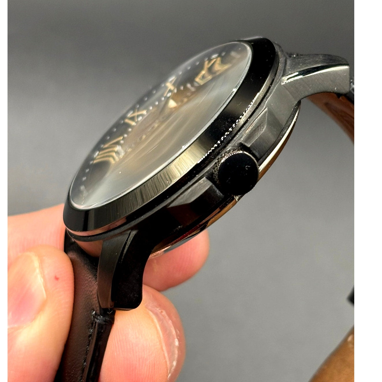 Fossil Grant ME3094 Automatic Skeleton Black Leather Men’s Watch 45mm