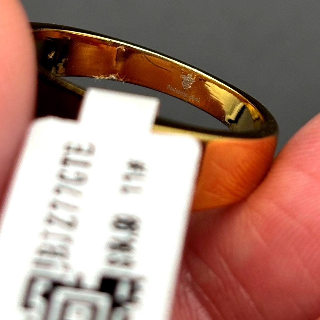 Blackjack BJZ77GTE Men’s Gold Stainless Steel Tiger Eye Bar Ring  SZ # 11 NIBWT