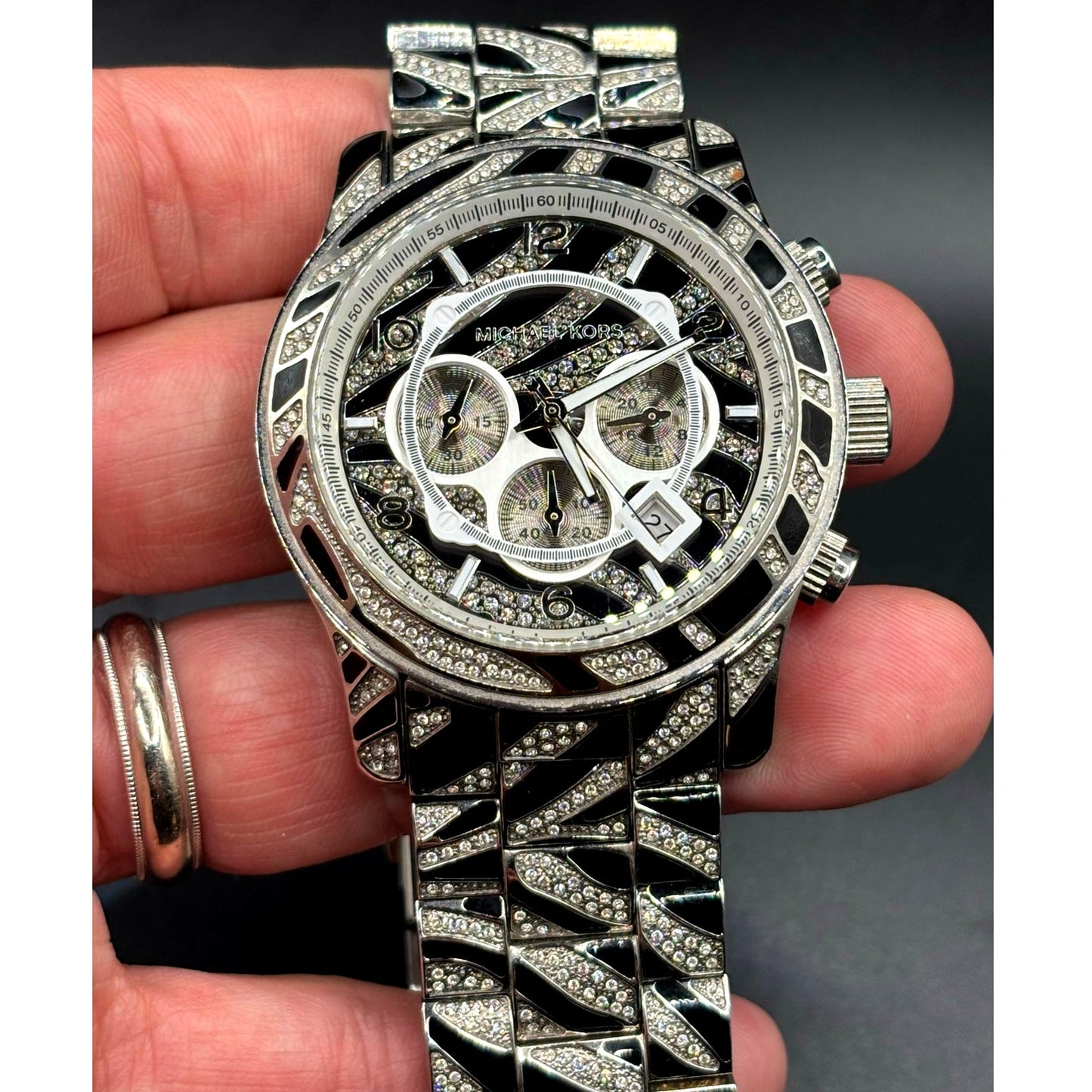 Michael Kors MK6889 Oversized Runway Glitz Chronograph Unisex Watch 45mm