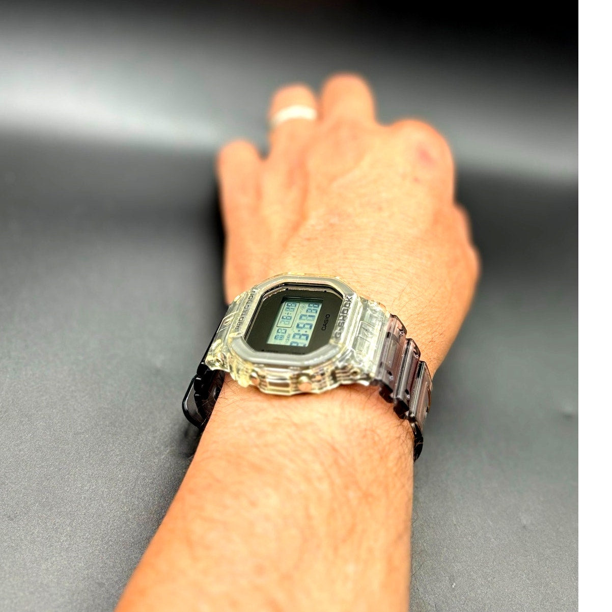 Casio G-Shock DW5600SK-1 Skeleton Clear Resin Digital Unisex Retro Watch