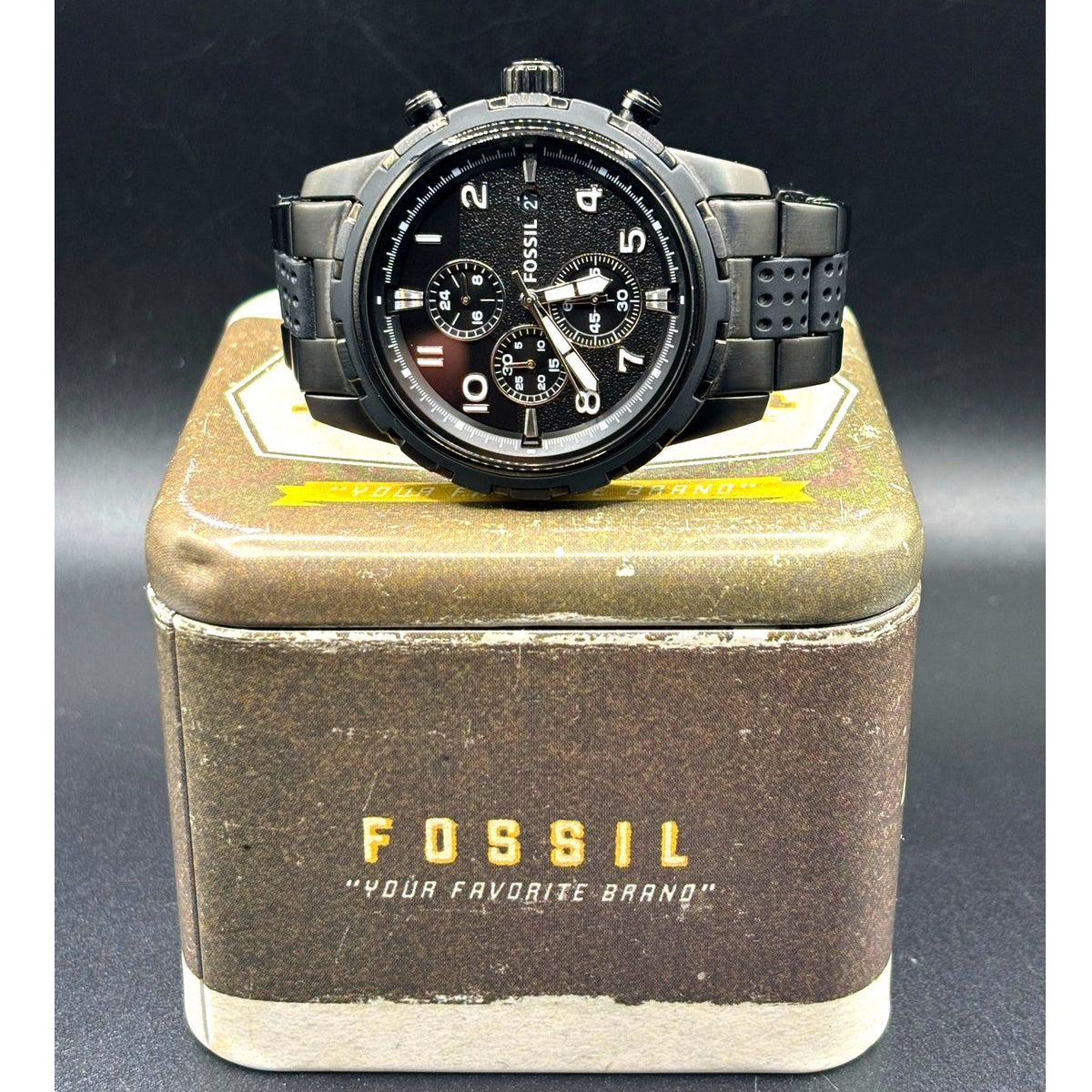 Fossil Dean FS4902 Black Chronograph Steel Silicone Men’s Watch 45mm