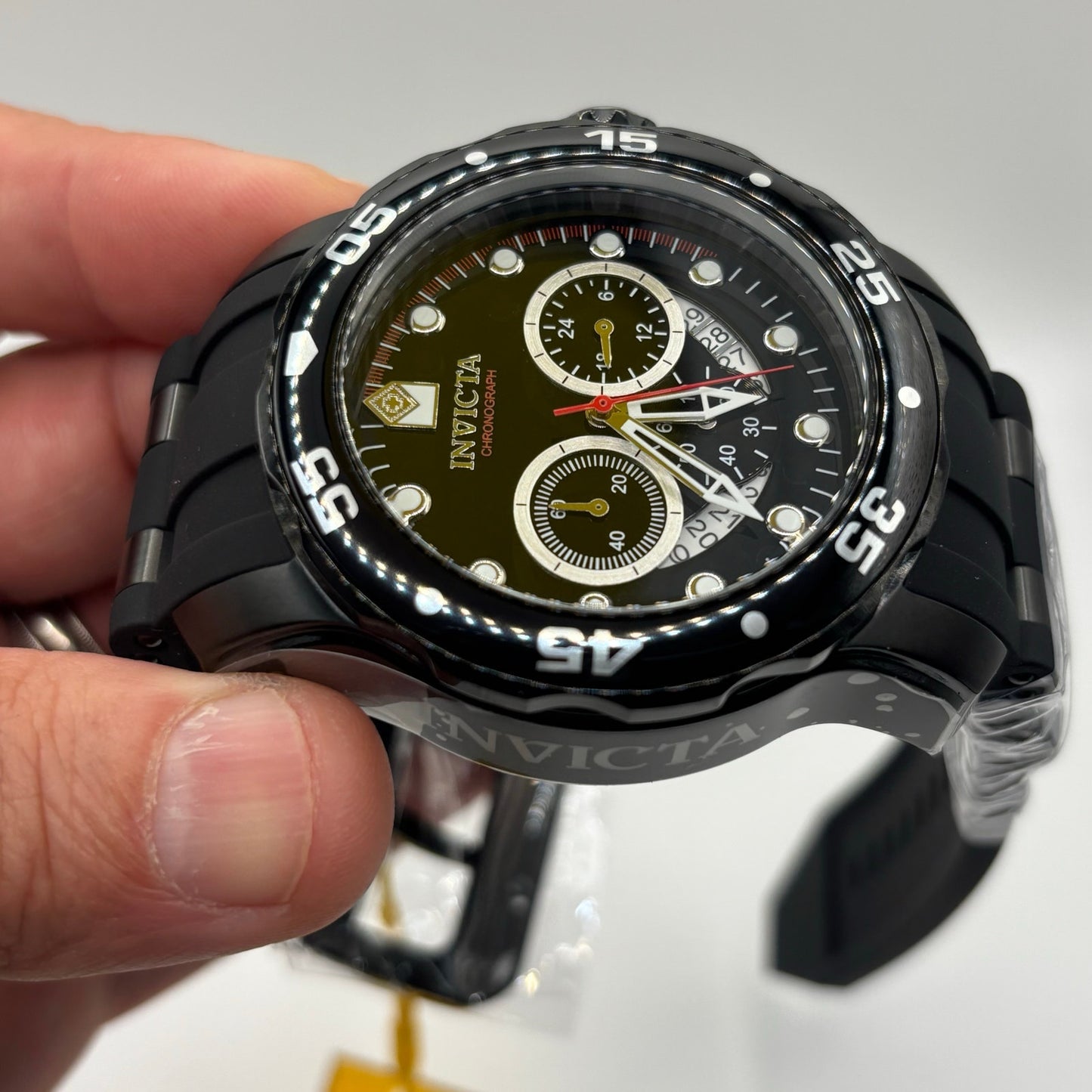 Invicta Pro Diver Scuba 37231 Mens 48mm Chronograph Black Quartz 100m NIBWT