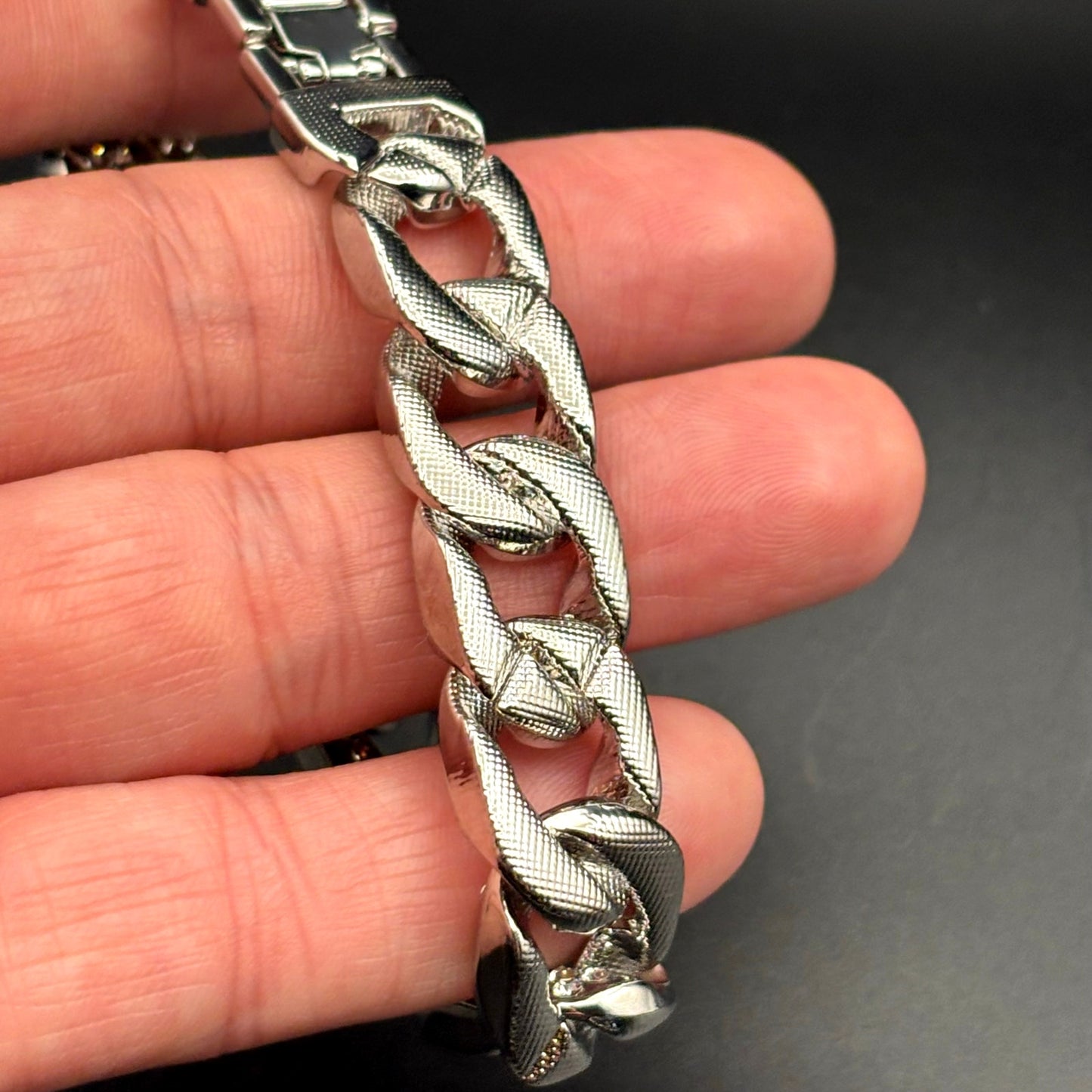 Akademiks Men’s Stainless Steel  240 Cubic Zirconia Cuban Link Iced Bracelet NWT