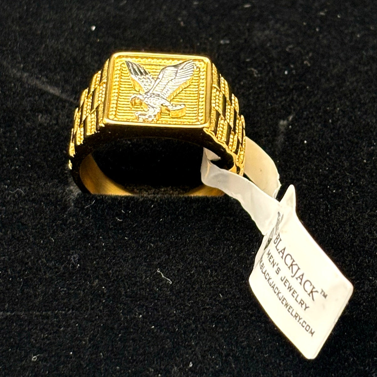 Blackjack BJZ78G Men’s Gold Stainless Steel Eagle Ring SZ # 10 NWT