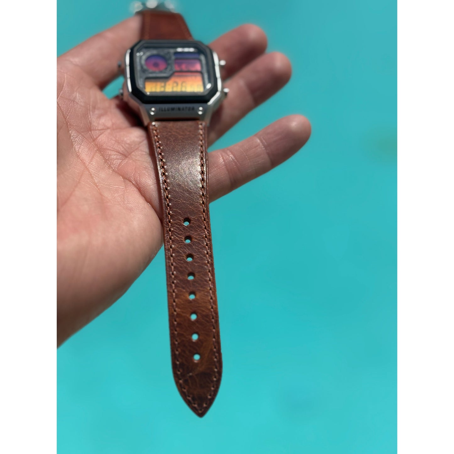 Customed Casio AE1200WH-1CV Leather
 Straps Watch Into the Sunset Gel Filter