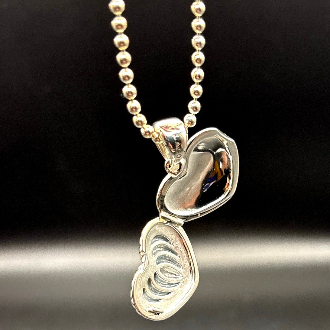 Lagos Beloved Fluted Heart Sterling Silver Locket Necklace Caviar Bead Chain NWT