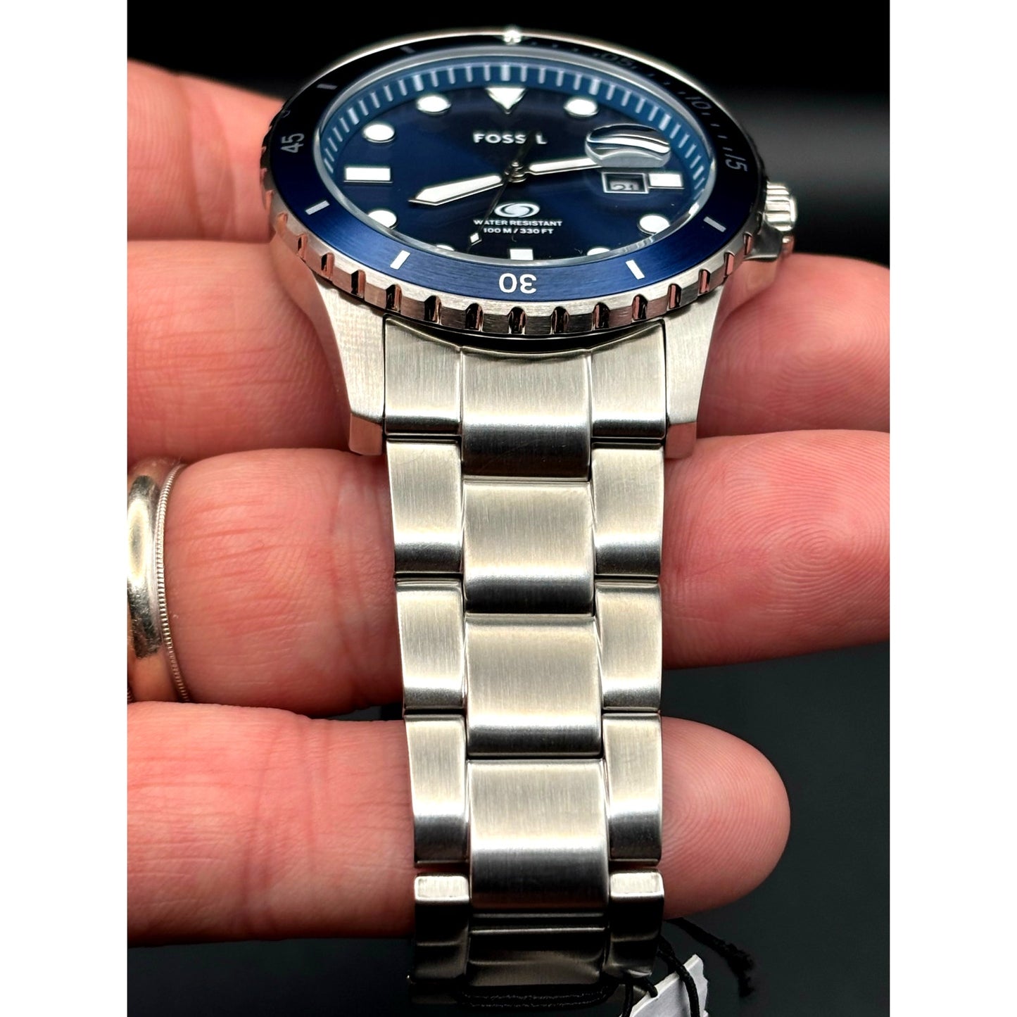 Fossil FS6029 Men’s Blue Dive Three-Hand Date Stainless Steel Watch 42mm NIBWT