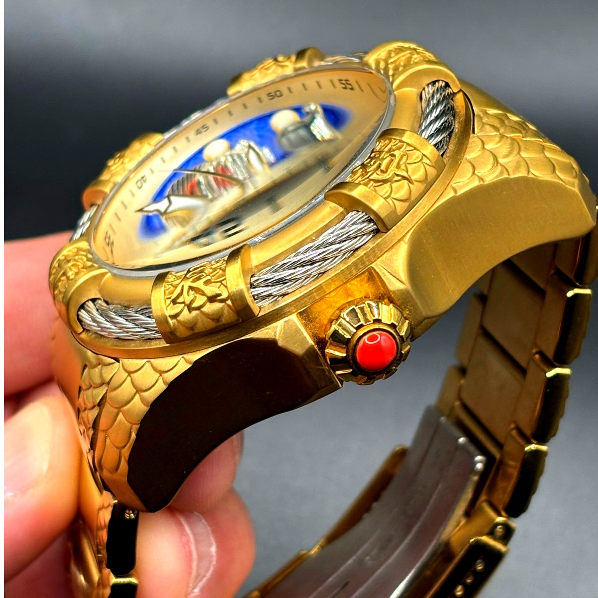 Invicta 32342 Bolt Trinitite Koi Automatic Gold Blue Skeleton Dial 52mm