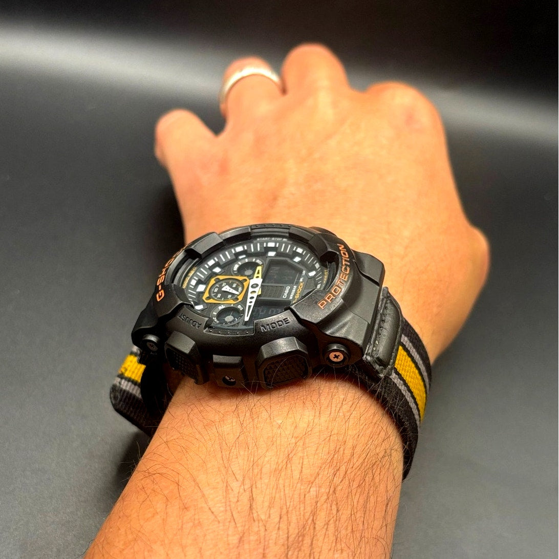 Casio G-Shock GA100MC-1A4 Military Color Black Gold  Nylon Cloth Men's Watch