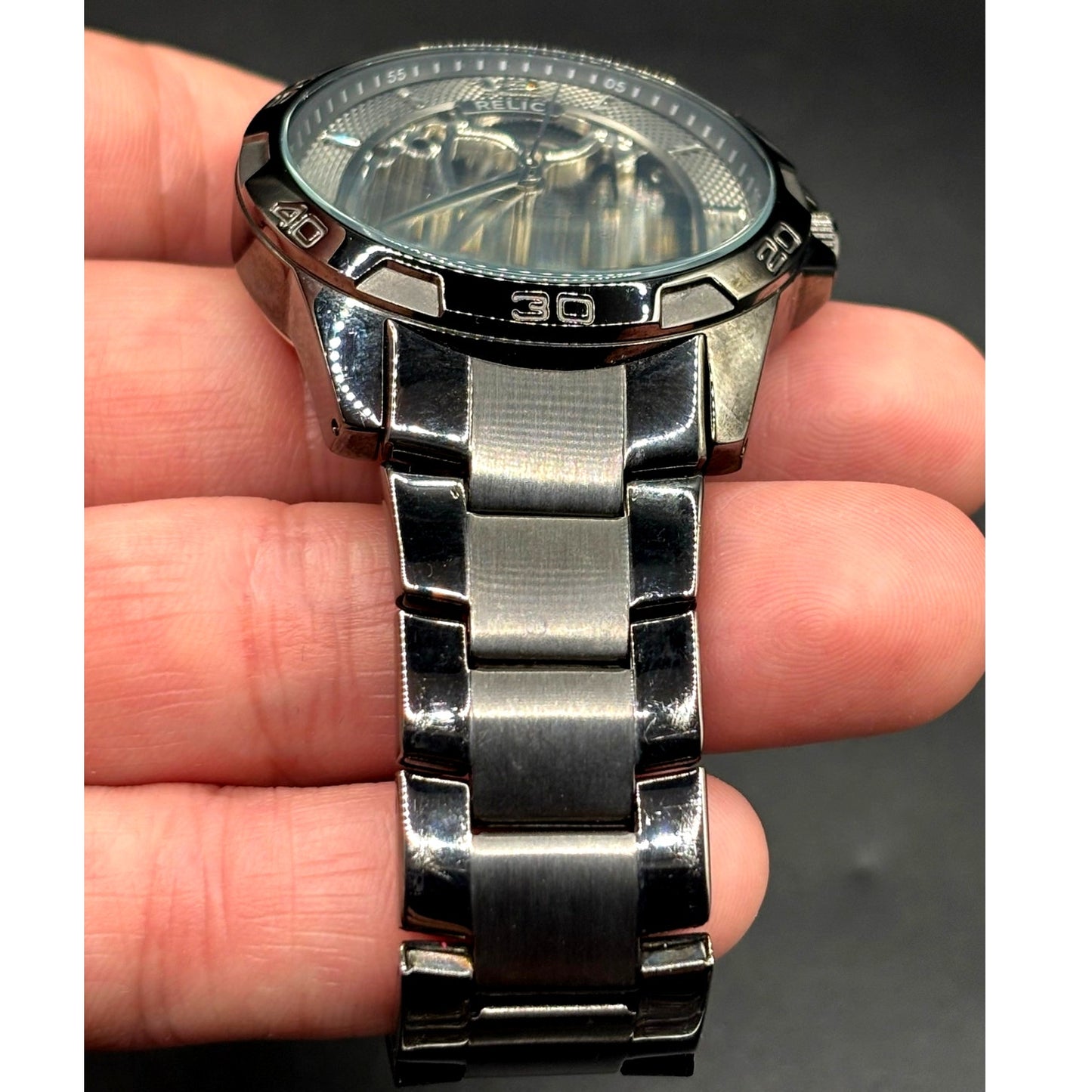 Relic by Fossil Brennan ZR11853 Automatic Skeleton Gunmetal Men’s Watch