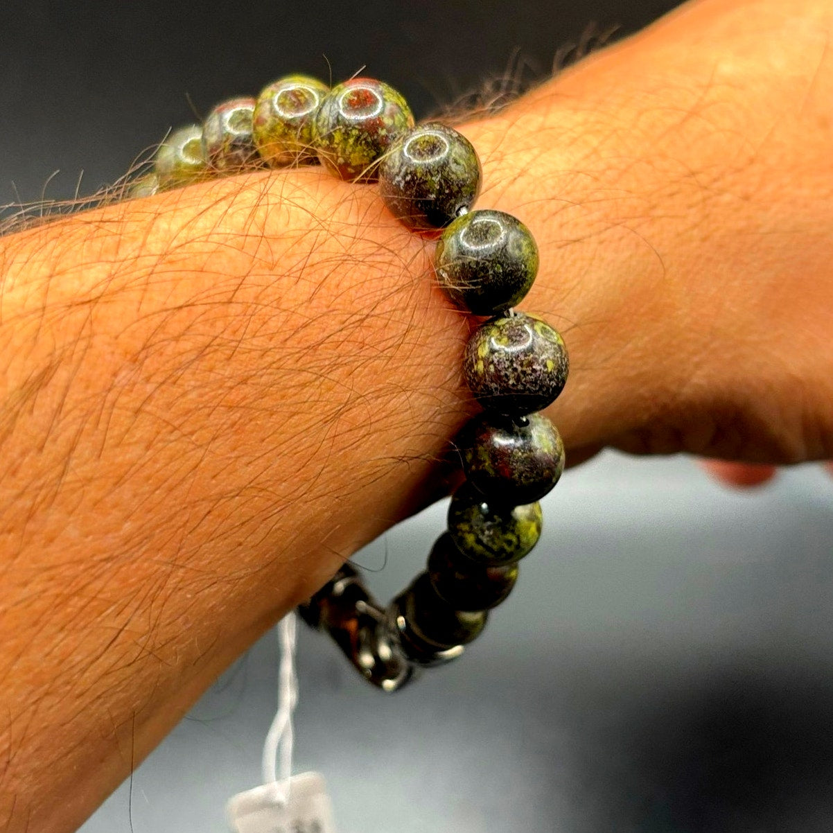 Blackjack BJB244DG Men’s 10mm Dragon Stone Stainless Steel Beaded Bracelet NWT