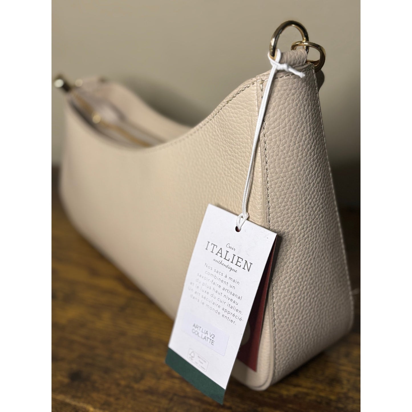 Anna Paola LIA Handbag – Latte Italian Leather, Top Handle + Crossbody, NWT